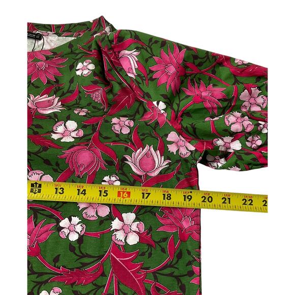Zara Green Floral Cotton Blouse Women's Size Large NWT | 44-5 - Picture 5 of 5